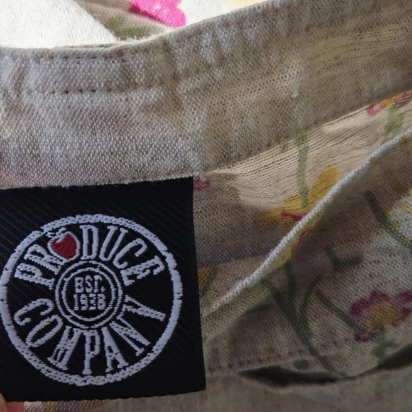 Produce Company Vintage Floral Linen Overalls XL Oatmeal Flax - Picture 5 of 7